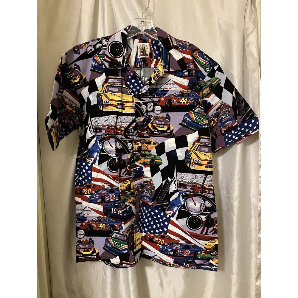 VTG Max Boxxer Nascar Racing Stock Car 100% Cotton USA‎ Aloha Beach Shirt M NOS